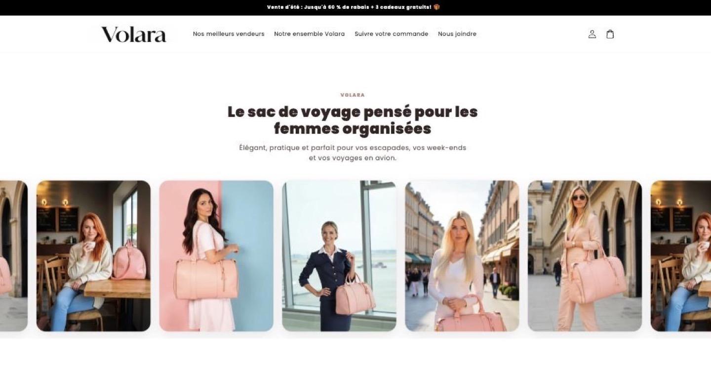 Page d'accueil du site de Volara
